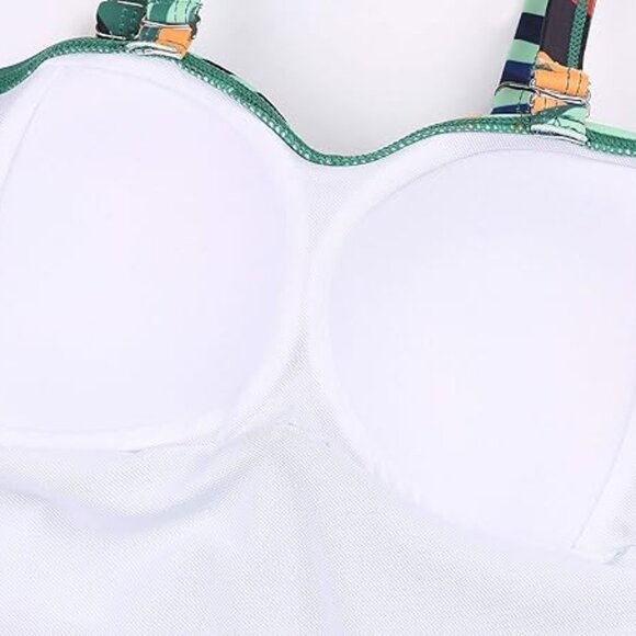 Nuoyanmei Women's Front Twisted Retro One Piece Padded Swimsuits - Picture 6 of 7